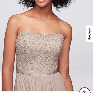 Lace and mesh long strapless dress. Color navy.